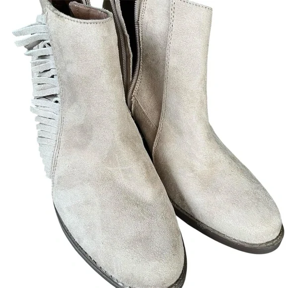Tan Fringe Suede Ankle Boots Women's Size 11 Boots Western Country Booties Heel - Picture 1 of 8